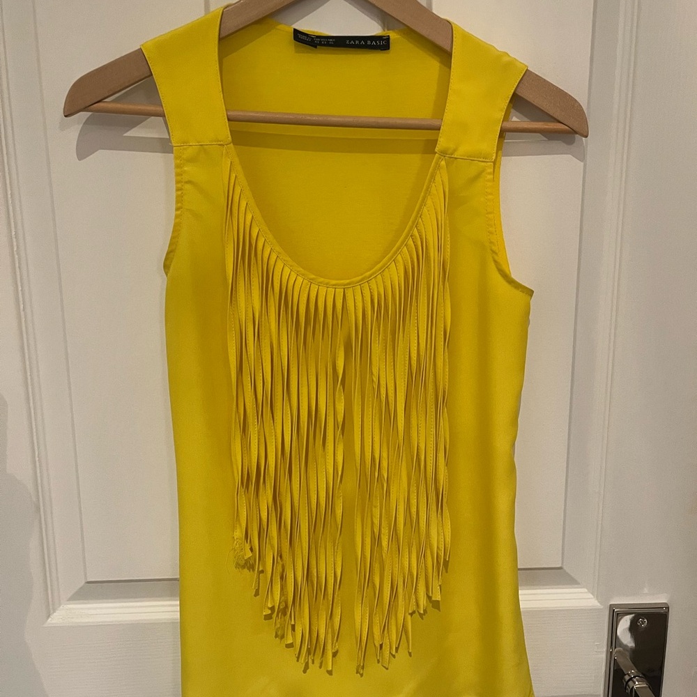 Zara Sunny Yellow Fringe Tank Top